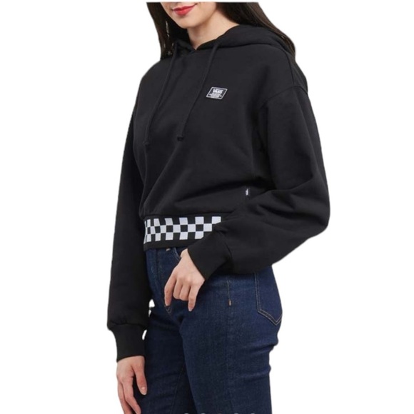 Vans Women’s Boom Boom Black Long Sleeve Crop Skateboard Hoodie - Picture 3 of 15